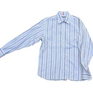 TED BAKER LONDON Textured Button Down Dress Shirt Men's 4 Striped Long Sleeve‌‌‌